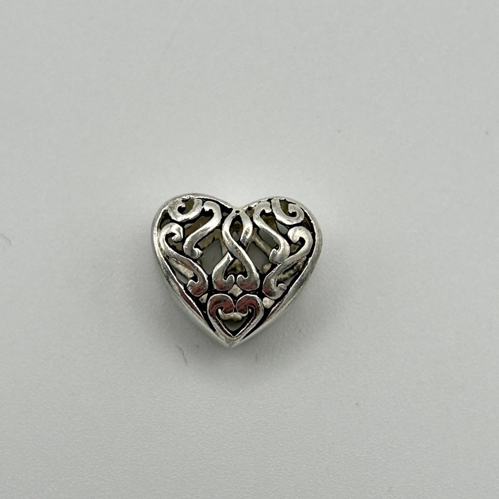 IBB Sterling Silver Heart Charm; fits on Pandora Bracelets